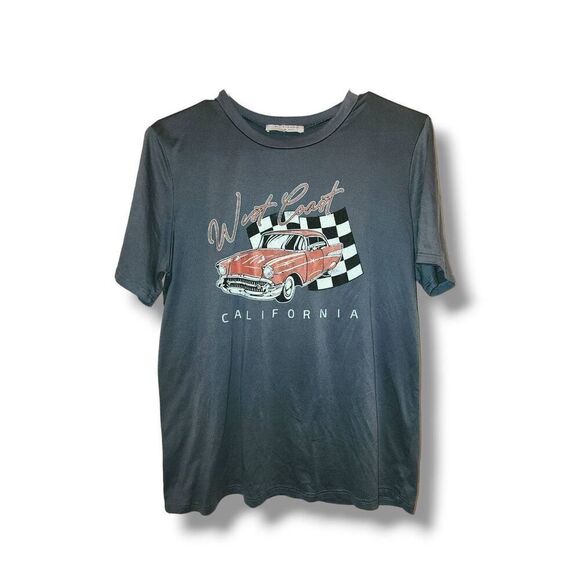 Polagram Women's Grey West Coast‎ California Graphic Tee sz S Retro Beach Casual - Picture 2 of 5